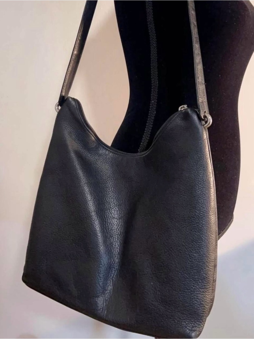 Rolfs Black Pebbled Leather Shoulder Bag